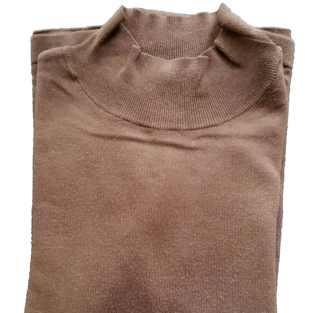 TALBOTS  Brown Mock Turtleneck Cotton Blend Long Sleeve Sweater Medium